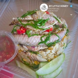 ข้าวผัดน้ำมันรำข้าว | ปลาทู | ใส่ชะอม