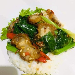 ข้าวคะน้าหมูกรอบ