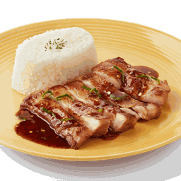 ข้าวญี่ปุ่นสเต๊กไก่ ซอสแจ่ว