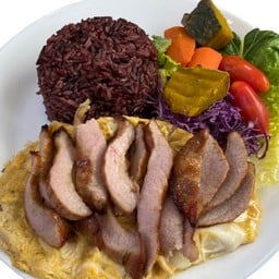 ข้าวไข่ข้นคอหมูย่าง จิ้มแจ่ว