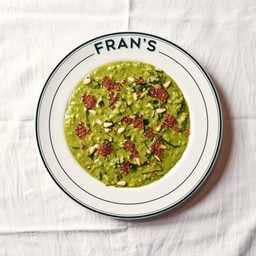 lkura and pesto risotto