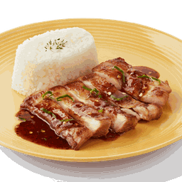 ข้าวญี่ปุ่นสเต๊กไก่ ซอสแจ่ว
