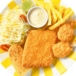 Deep Fried Fish Steak and Fried Shrimps