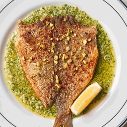 Plancha seared sea bream with garlic and dashi butter