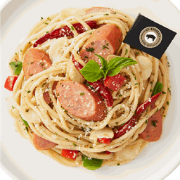 Italian Spicy Stir Fried Spaghetti with Kurobuta Sausage