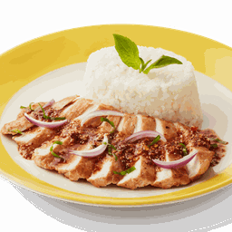 ข้าวญี่ปุ่นน้ำตกหมูย่าง