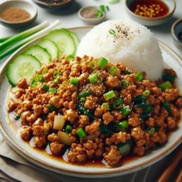 กระเพราหมูสับ(กับข้าว)