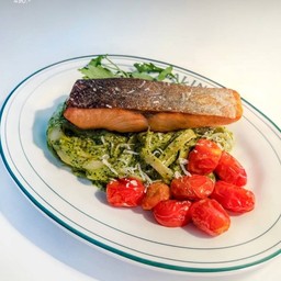Salmon Pesto Fettucini