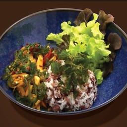ข้าว กะเพราเห็ดออเรนจิ