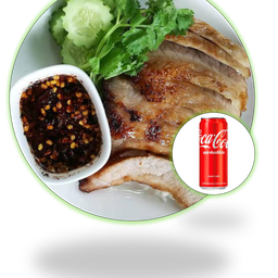 [อร่อยซ่ากับโค้ก] ข้าวคอหมูย่าง +  โค้ก ออริจินัล (กระป๋อง)