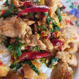 ข้าว-กะเพราหมูชิ้น