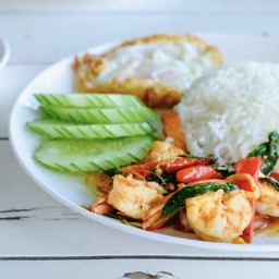 ข้าว-กะเพรากุ้ง