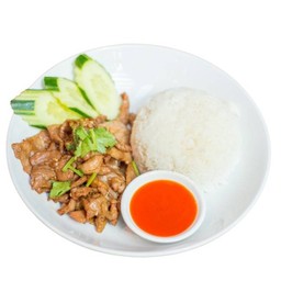 ข้าวหมูกระเทียม ไข่ดาว