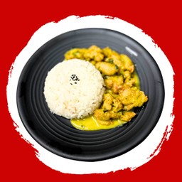 ข้าวไก่กรอบแกงเขียวหวาน