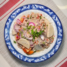 ยำวุ้นเส้นหมูสับ+หมูยอ