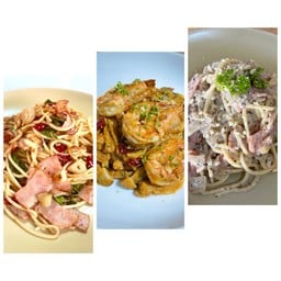 [เซตสุดฮิต] สปาเก็ตตีครีมเห็ดทรัฟเฟิล + สปาเกตตีโรเซ่กุ้ง + สปาเก็ตตีผัดพริกแห้ง