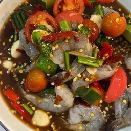 ตำเกาเหลากุ้งสด