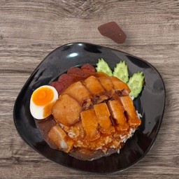 ข้าวหมูแดง+หมูกรอบ