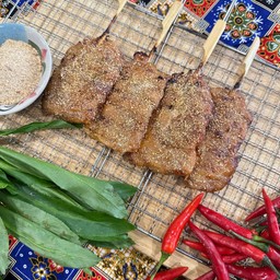 หมูปิ้งข้าวคั่ว 1 ไม้