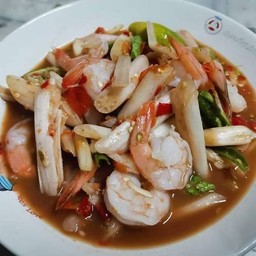 ตำไหลบัวกุ้งลวกปลาร้า