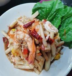 ตำไหลบัวกุ้งลวกไทย