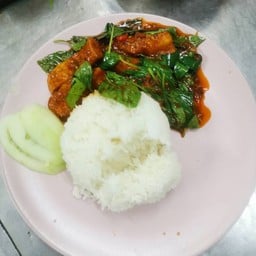 ข้าวราดผัดพริกแกงปลากะพง
