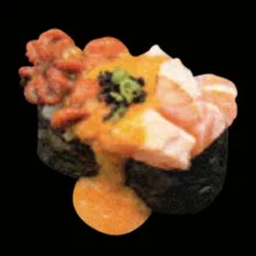 ซูชิแซลมอนหมึกซอสเมนไทเผา