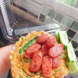 ข้าวไข่ชะอมน้ำพริกกะปิ กุนเชียงทอด