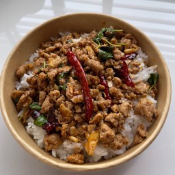 ข้าวกระเพราหมูสับหม่าล่า