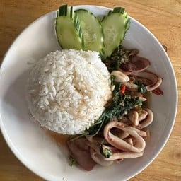 ข้าวกระเพราปลาหมึก