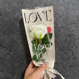 ดอกกุหลาบ 1 ดอก ขาว