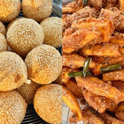 ขนมงาไส้ถั่วเหลือง+มันทอด