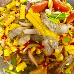 ยำข้าวโพดกุ้งสด