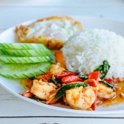 ข้าวราดกะเพรากุ้ง