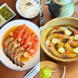 เซ็ตจับคู่รวม+กุ้งดอง(กุ้ง9-10ตัว)+ข้าว+สาหร่าย