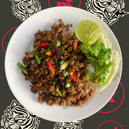 ข้าวหมูสับขยี้พริกเกลือ