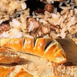 [เซตสุดฮิต] Beef & Mushroom cheese pie ( 1 ชิ้น ) + ข้าวผัดมันเนื้อ ( เนื้อ 100 g )