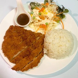 ข้าวหน้าสเต็กไก่ทอด