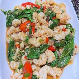 กุ้งสับผัดกะเพรา