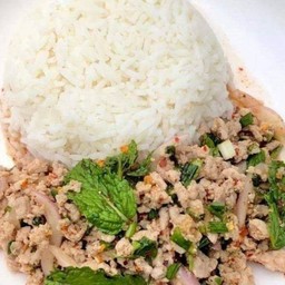 ข้าวหน้าลาบ(เมนูนี้ต้องเลือกเนื้อสัตว์นะคะ)