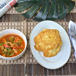 ข้าวไข่เจียว+แกงป่าไก่ (ไข่เจียว+แกงชุด)