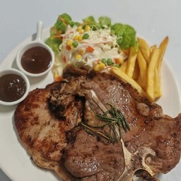 Set.6 พอร์คซอพ+สเต็กเนื้อทีโบน