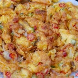 ไข่เจียวใส่พริกสด+หอมแดง ราดข้าว