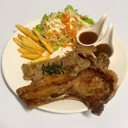 Set.5 พอร์คซอพ+สเต็กเนื้อโคขุน