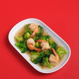 ผัดบล็อคโคลี่กุ้ง #(90)