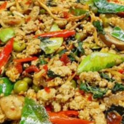 หมูสับผัดฉ่า ราดข้าว