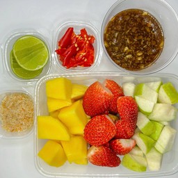 ตำกะปิ มะม่วงน้ำดอกไม้สุก สตอเบอรี่(เกาหลี) ฝรั่ง