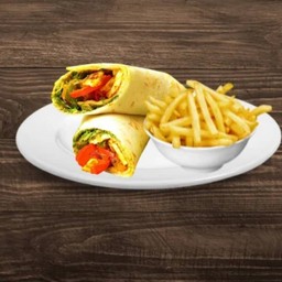 Paneer Tikka Roll + French Fries