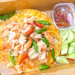 ข้าวไข่ข้น-กุ้งผัดพริกขี้หนูสวน [EM]