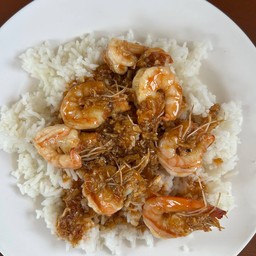 กุ้งกะเทียม ราดข้าว